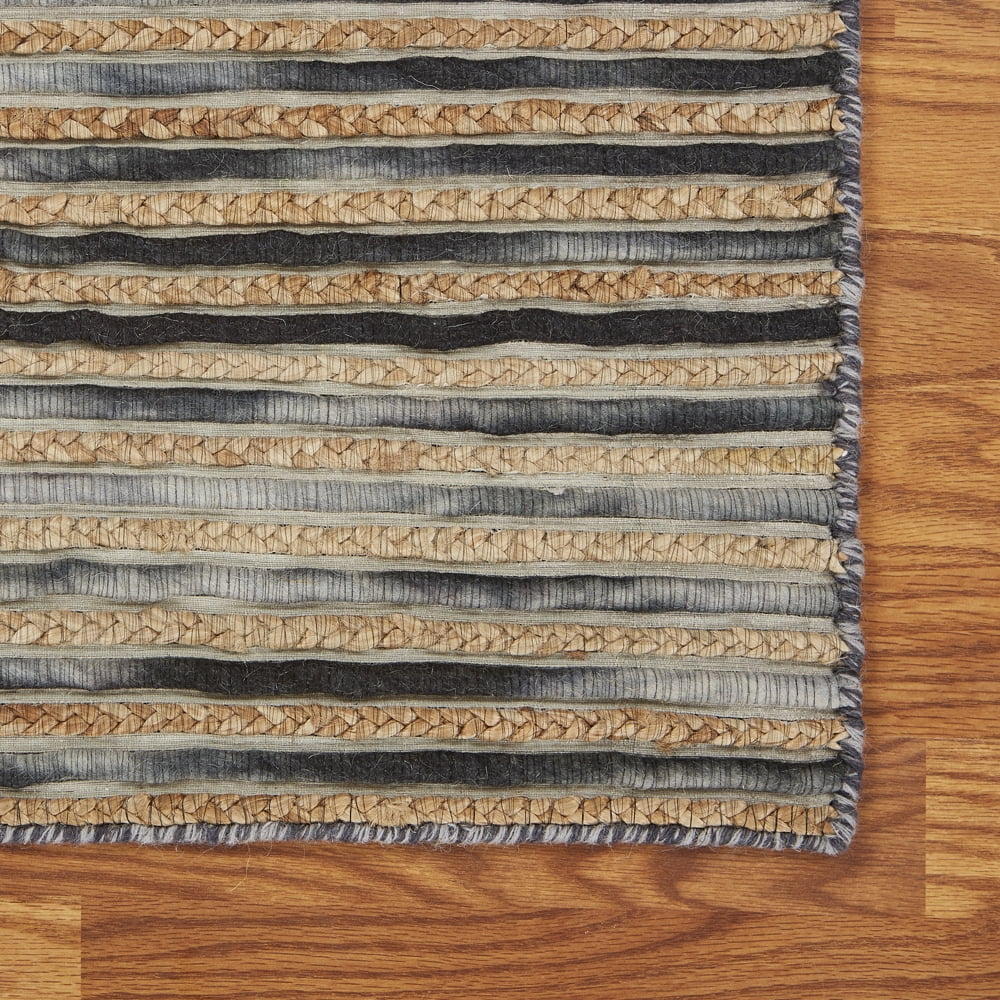 Ox Bay Topanga Braided Jute Charcoal 9 Feet x 12 Feet Striped Area Rug