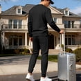 thumbnail image 7 of Zimjoy Black Track Suits Mens Athletic Mens Sweatsuits 2 Piece Set Fall Sweatshirt and Sweatpant Casual Sweatpants Set with Pockets, Black L, 7 of 7
