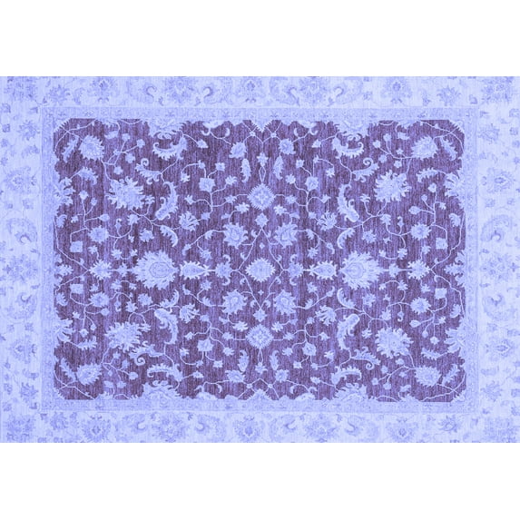 Ahgly Company Machine Washable Indoor Rectangle Oriental Blue Traditional Area Rugs, 7' x 9'