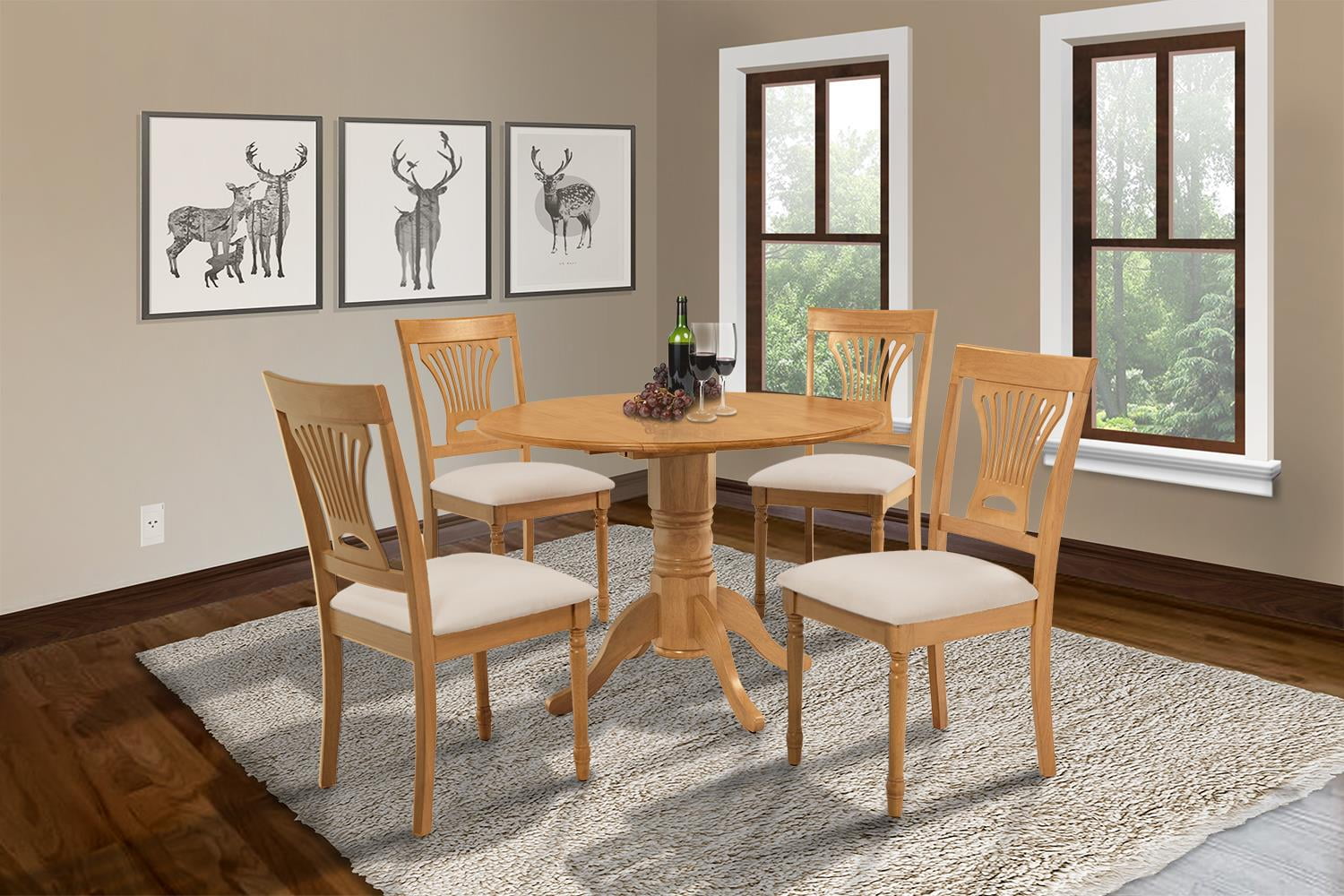 small round kitchen table with 4 chair