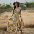 thumbnail image 1 of Summer Dresses for Women Maxi Dress V-Neck Sexy Printed Dress Slim Waist, 1 of 6