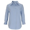 thumbnail image 5 of Tauxra Women Striped Button Down Shirt, 3/4 Sleeve Office Blouse for Women, Classic Collar Casual Top with Chest Pocket, 5 of 8