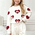 thumbnail image 2 of BLVB Toddler Girls Valentine's Day Heart Pattern Knit Sweater Outfit Cute Crewneck Long Sleeve Pullover 1-9 Years(White,1-2Years), 2 of 7