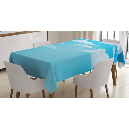 

Cloud Tablecloth Pre-school Concept Dispersed Puffy and Fluffy Cumulus Clouds Rectangular Table Cover for Dining Room Kitchen 52 X 70 Inches Azure Blue Sky Blue and Baby Blue by Ambesonne