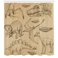 thumbnail image 3 of Ambesonne Velociraptor Shower Curtain, Vintage Sketch Animals, 69"Wx84"L, Sand Brown, 3 of 3