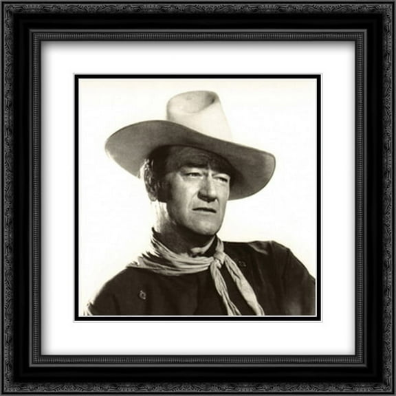 John Wayne 2x Matted 20x20 Black Ornate Framed Art Print