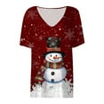 thumbnail image 3 of Ladies Casual Fashion Christmas Theme Snowflake Snowman Print V Neck Short Sleeved T Shirt Top Womens Long Sleeve Spandex T Shirt Womens Tee Lightweight T Shirts Women Athletic Tops for Women Long, 3 of 3