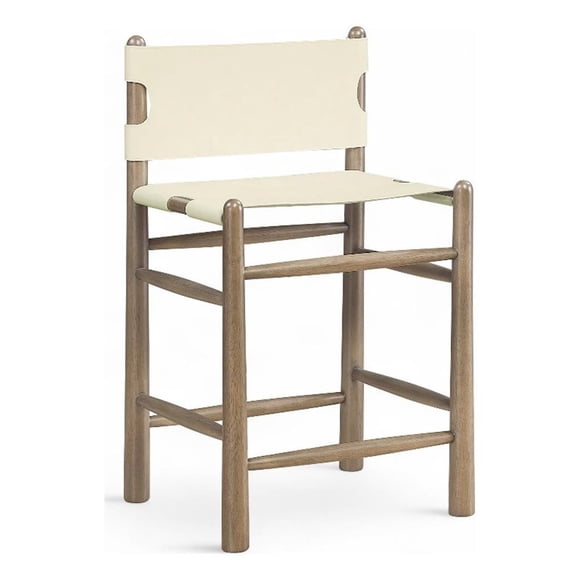Meridian Furniture Santos Cream Vegan Leather Upholstered Counter Stool