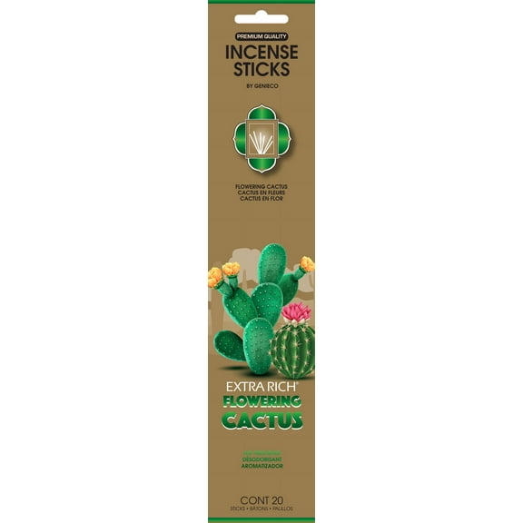 Genieco 20 Count Adventure: Extra Rich Incense Stick: Flowering Cactus (Lemon, Cactus and Coconut Blend) Floral Scent Family