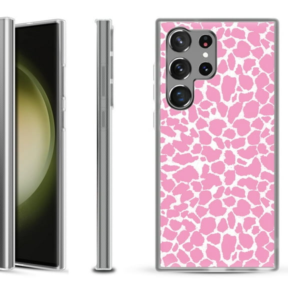 Shockproof Gel Phone Case for Samsung Galaxy S23 Ultra 5G, by OneToughShield ® - Giraffe/Pink
