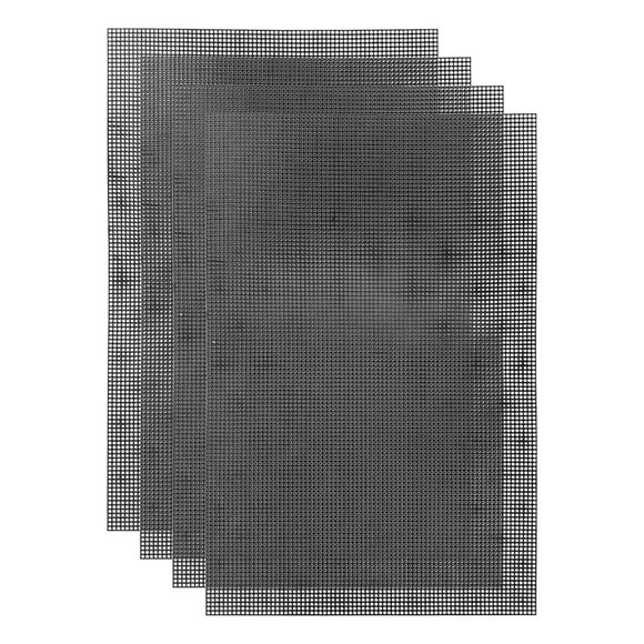 Unique Bargains 4Pcs Plastic Mesh Canvas Sheets 13'x20' 7 Count Round Hole Blank Canvas Black for Embroidery Needlepoint