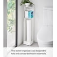 thumbnail image 3 of Yamazaki Home Rolling Bathroom Organizer, White, Steel, Wheels, Adjustable Tiers, Minimal Assembly, 3 of 8