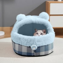 IGEED Cats Beds for Indoor Cats,Cozy Hooded Cat House with Soft Cushion,Plush Self-Warming Large Cats Cave for Pet Bed,Foldable Multifunctional Cats Beds with Non-Slip Bottom