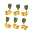 thumbnail image 2 of Almencla Guitar Tuning Pegs 3 Left and 3 Right String Tuning Pegs Semi Closed String Guitar Parts Keys Machine Heads Knobs Set Green Gold, 2 of 8