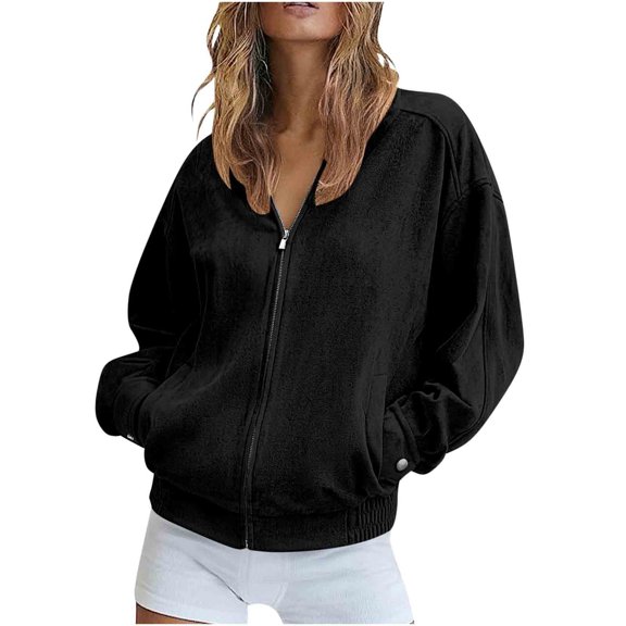 Mgmyaa Jacket for Women Casual Winter Turn-Down Collar Jacket Shackets Lightweight Zip Up Outerwear with Pockets