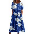 thumbnail image 1 of Robes de Printemps pour Femmes Décontractées Manches 3/4 Longue Robe Évasée Basique Plage Vacances Travail Maxi Robe 2025, 1 of 5