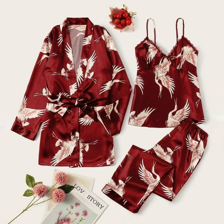 

BEBUTTON Underwear Women Satin Silk Pajamas Women Nightdress Lingerie Robes Underwear Sleepwear Sexy Sticky Bra