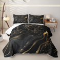 thumbnail image 2 of Erosebridal Swirl Marble Twin Quilt Set for Women Men, Glitter Texture Print Twin Coverlet Set, Black Gold, 2 Pieces, 2 of 7