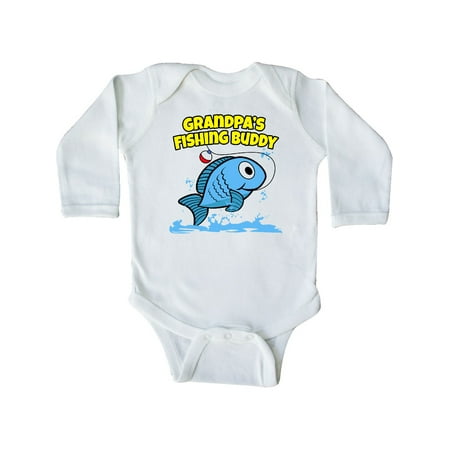 

Inktastic Grandpa s Fishing Buddy (blue) Gift Baby Boy or Baby Girl Long Sleeve Bodysuit