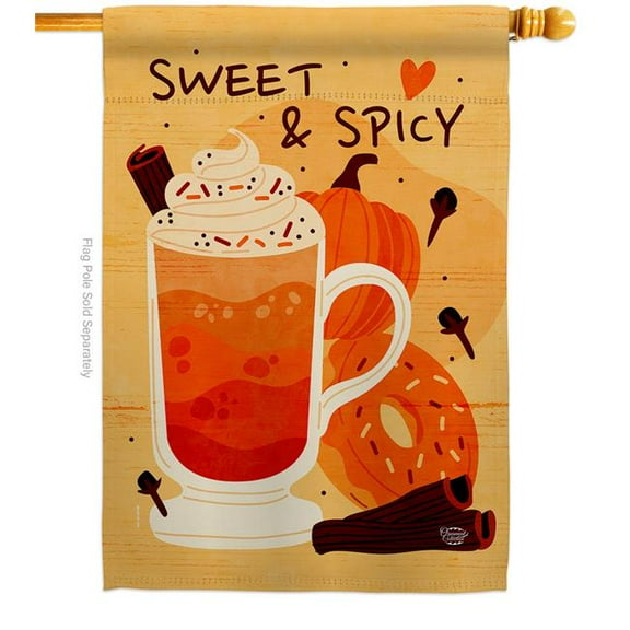 Ornament Collection H192662-BO 28 x 40 in. Sweet & Spicy House Flag with Fall Harvest Autumn Double-Sided Decorative Vertical Flags Decoration Banner Garden Yard Gift