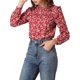 thumbnail image 5 of Camisa de Cuello Redondo Larga con Volantes de Flores de INSPIRE CHIC para Mujeres  L Rojo, 5 of 6