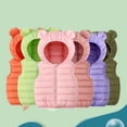 thumbnail image 4 of Esaierrr Toddler Kids Solid Colour Hooded Ears Waistcoat Down Jacket 1-7Y Warm Outerwear Spring Autumn Sleeveless Jacket Cotton Coat Tops, 4 of 8