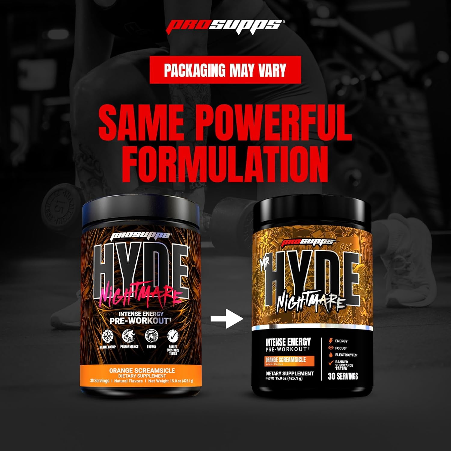 PROSUPPS Hyde Nightmare Pre-Workout Powder Energy Drink (30 Servings, Orange Creamsicle)