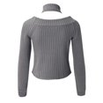thumbnail image 4 of Vedolay Women Sweater Women's Pullover Sweater V Neck Long Sleeve Solid Knit Tops Casual Fall Sweater,Gray M, 4 of 5