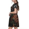 thumbnail image 2 of Honeii Lion Forest Crown Print Women’s Short Sleeve Dress, Comfortable Casual Dress, Soft Polyester Spandex Blend, Stylish Everyday Wear for Summer, Perfect for Travel and Vacation, 2 of 6