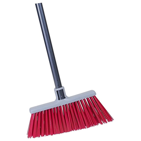 Quickie Bulldozer Landscaper's Upright Broom, 48" Handle, 4" Bristles, Red/Gray