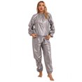 thumbnail image 2 of iiniim Women Sauna Suit Weight Loss Sweat Suits Pants Gym Workout Top Fitness Activewear Size L-4XL Grey XL, 2 of 7