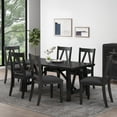 thumbnail image 2 of GDF Studio Grover Farmhouse Faux Leather Upholstered Wood 7 Piece Dining Set, Black, 2 of 13