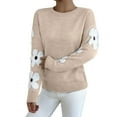 thumbnail image 2 of AGWOLF Ribbed Knit Sweaters for Women Cute Floral Graphic Pullover Sweater Dressy Mock Neck Long Sleeve Top, 2 of 9