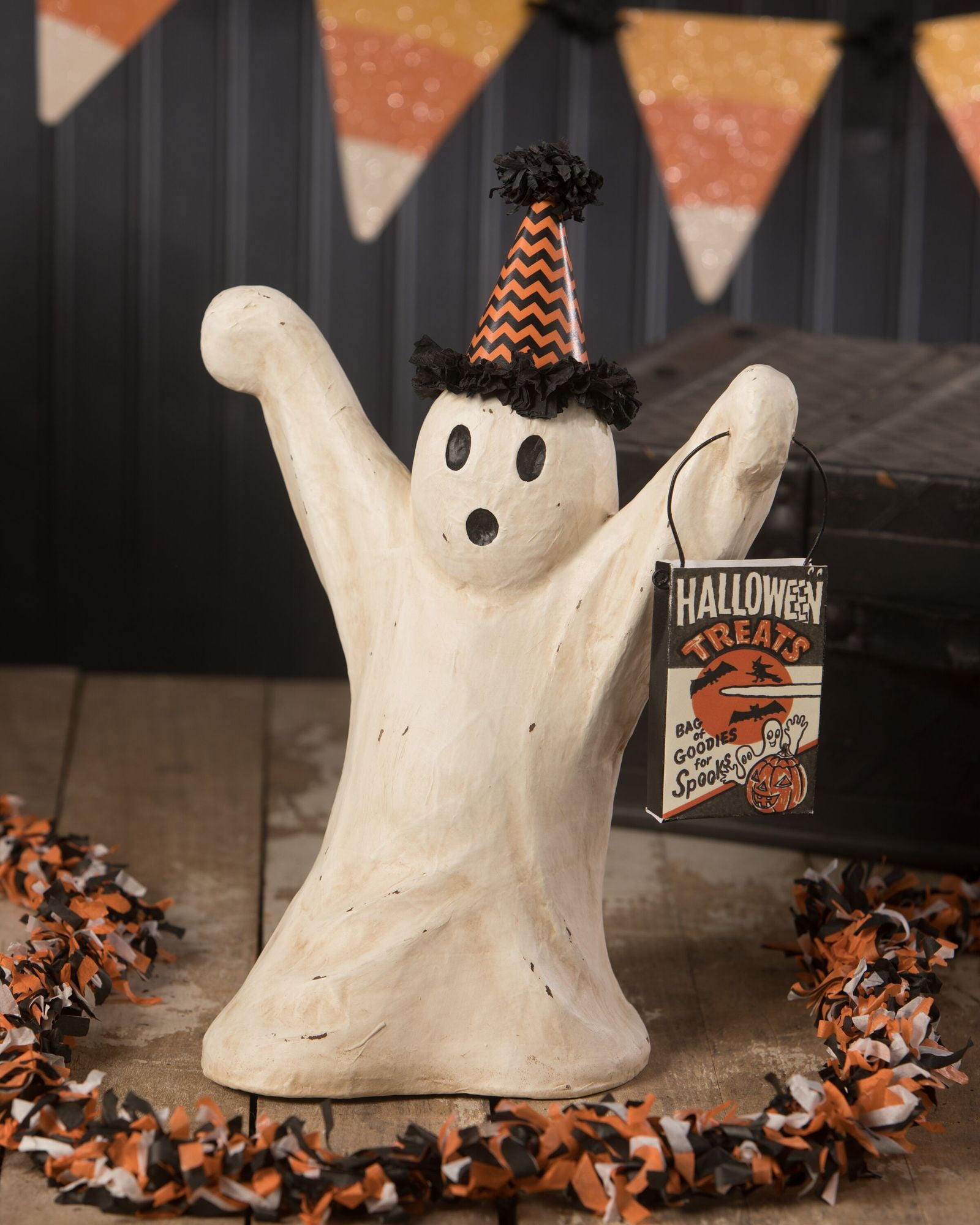 12" White and Black Spooky Soiree Ghost Halloween Tabletop Decor