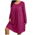 thumbnail image 2 of ClodeEU Women's Long Sleeve Round Neck Plus Size Sweater Dress,Elegant Loose T Shirt Swing Dress Hot Pink,Womens Plus XXXXL, 2 of 6