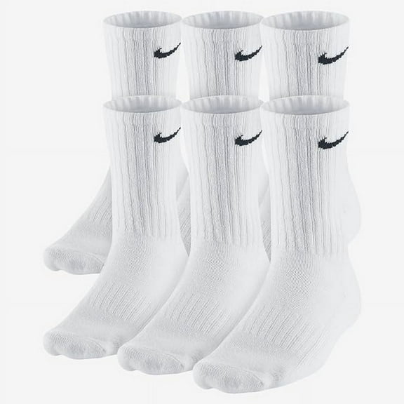 Nike Cotton Crew Socks 6 Pack - White - L