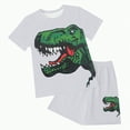 thumbnail image 2 of Kaprioy Toddler Boys Clothes Set Short Sleeve Cartoon Dinosaur Printed Tees + Stretchy Shorts 2Pcs Summer Clothes Sets Cool Loose Fit Kids Outfit Sets Lovely Child'S Dailywewar Summer Set, 2 of 4
