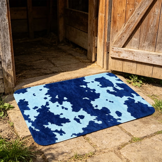 Cow Print Farmhouses Bathroom Mat Soft Absorbent Non-Slide Shaggys Rug Machines Washable Door Mat For Laundry Room Entryway Indoor Floor Decor