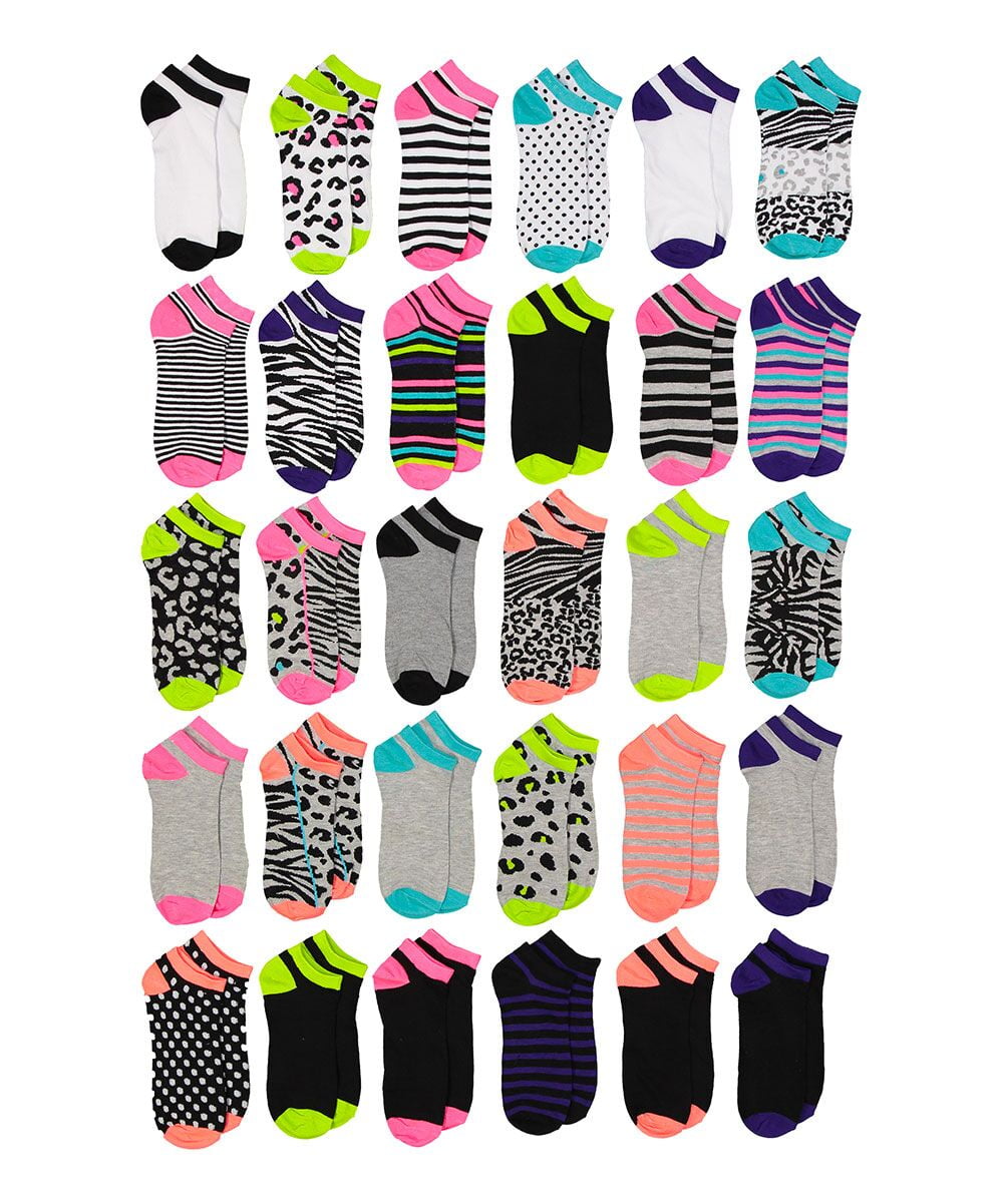 30 Pairs Women's Assorted Low Cut Socks