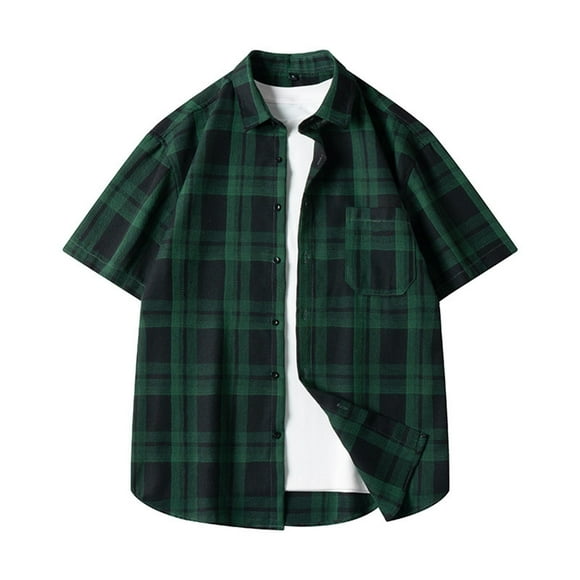 Posijego Plaid Short Sleeve Shirt for Men Casual Button down Shirts Summer Lightweight Work Dress Shirts