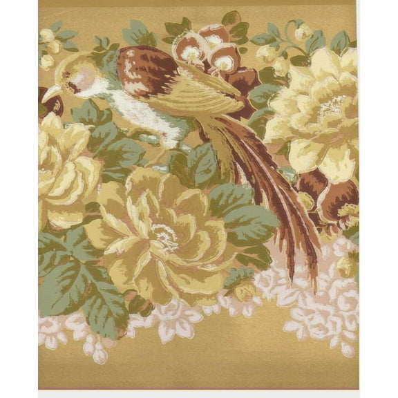 879157 Elegant Floral with Birds Wallpaper Border 46780