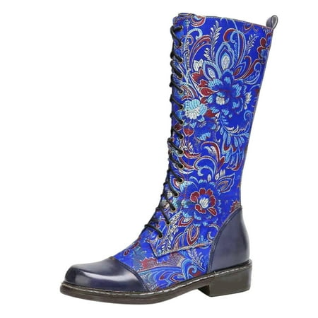 

wofedyo Womens Boots Boots for Womens Embroidered Vintage Boots Motorcycle Boots Ethnic Style Women s Boots Long Boots Shoes Boots for Women