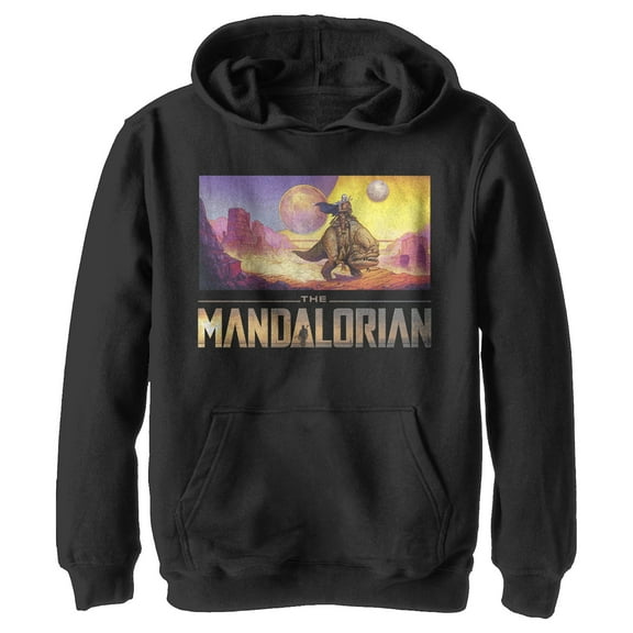 Boy's Star Wars: The Mandalorian Dreamscape Journey  Pull Over Hoodie Black Medium