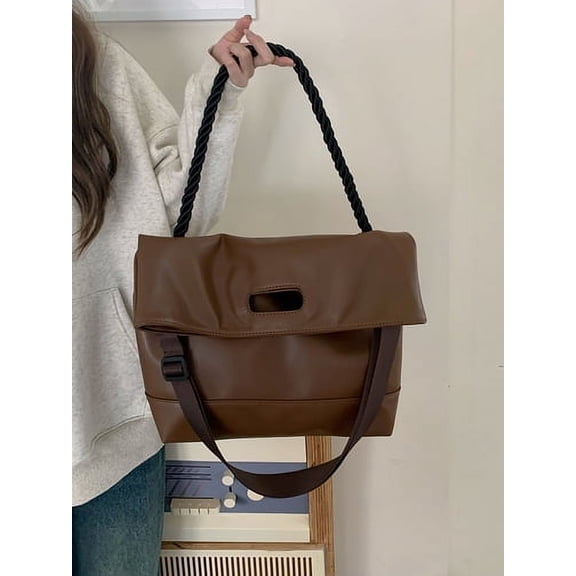 Retro Solid Color Women's Shoulder Bag Fashion Large Capacity Female Tote Underarm Bags Pu Leather Ladies Commute Handbags