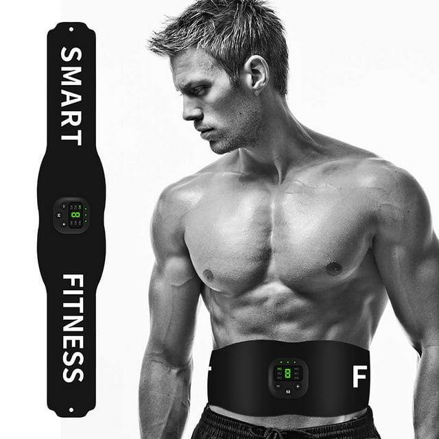 Cinturón de entrenamiento de fitness, estimulador de abdominales, entrenador de músculos abdominales, 6 modos, temporizador de 10 a 15 minutos, batería incorporada con pantalla LED, cinta para músculo