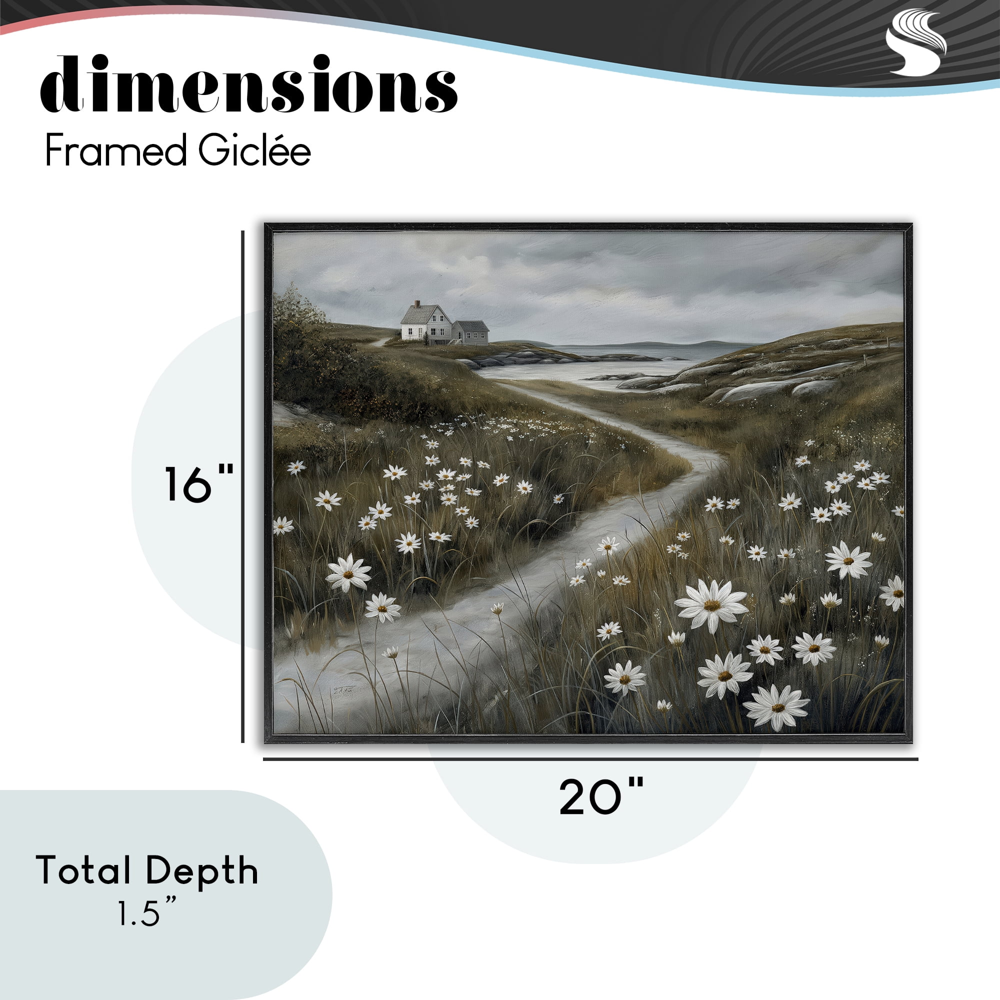 Stupell Industries Daisies Along Coastal Path Black Framed Giclee Art, design by Imagine It Images