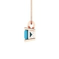 thumbnail image 3 of 0.5 ct Brilliant Princess Cut Solitaire Turquoise 14k Rose Solid Gold Everyday Affordable Designer Necklace Pendant with 16" Chain, 3 of 6