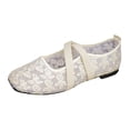 thumbnail image 2 of Women's Spring Ballet Style Flat Pumps Open Toe Lace Up Design Soft Sole Lightweight Comfortable Elegant Casual Shoes For Daily All Day Wear Beige 39, 2 of 8