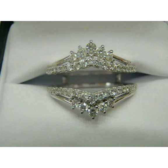 1.60 CT Round Cut Lab-Created Diamond Enhancer Wedding Ring Guard Wrap 14k White Gold Plated