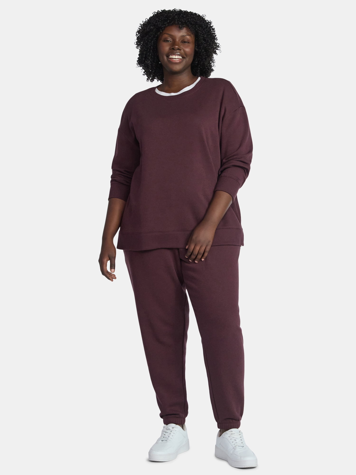 Terra & Sky Women's Plus Fleece Jogger Sweatpants, Size 0X-5X